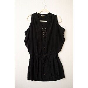 Leifsdottir Black Silk short sleeveless blouse witchy whimsigoth 0